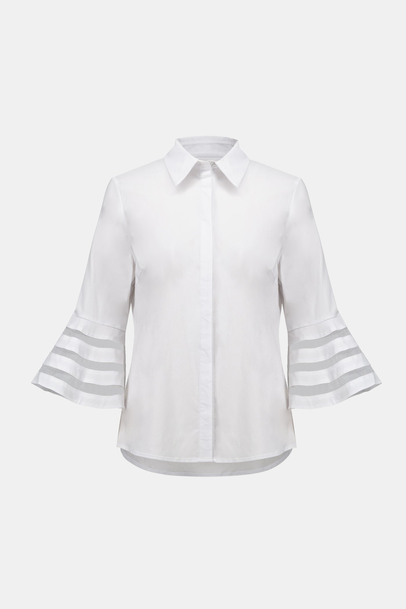Stretch Poplin Straight Blouse with Organza Bell Sleeves Joseph Ribkoff