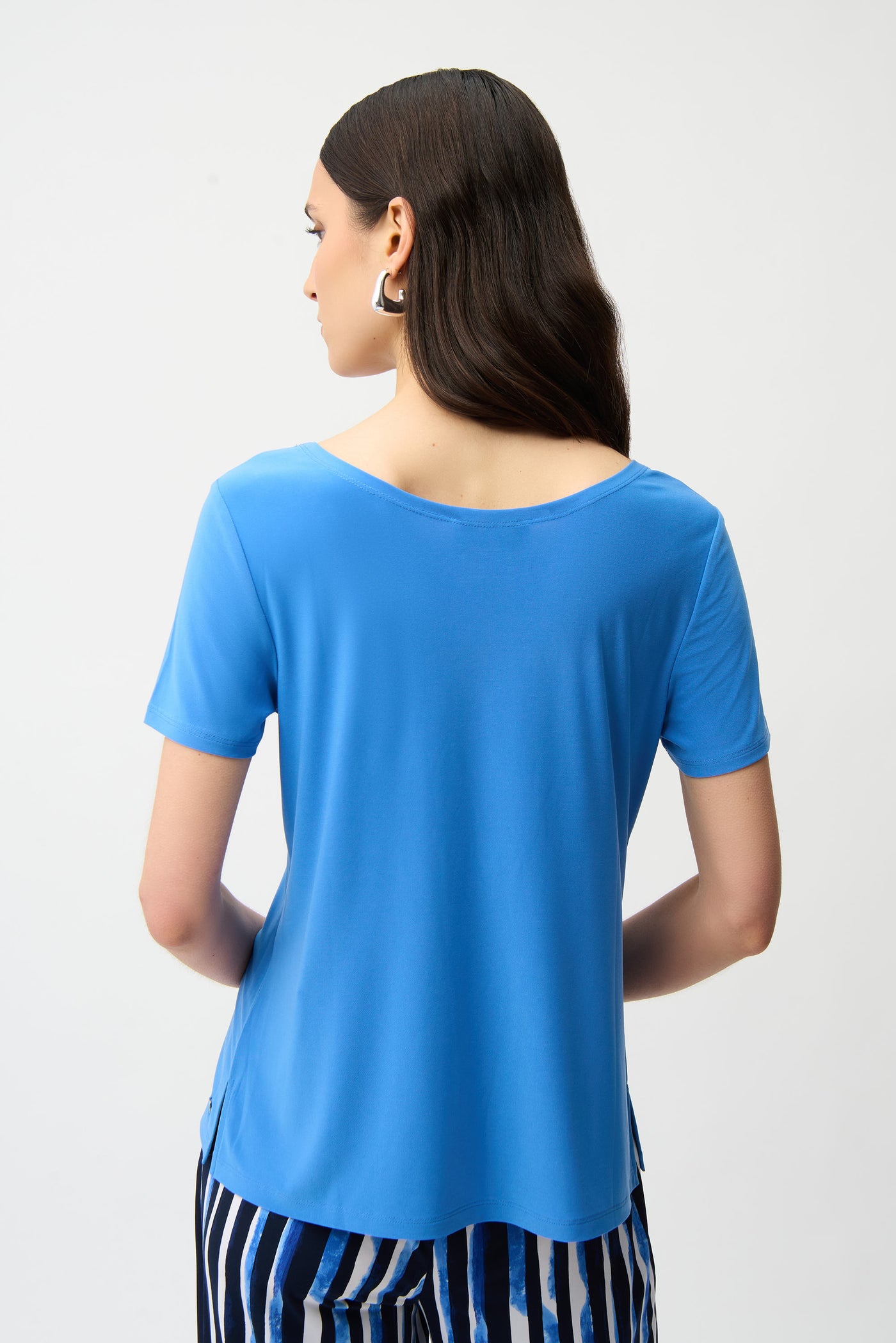 Silky Knit Fit and Flare Short Sleeve Top Joseph Ribkoff