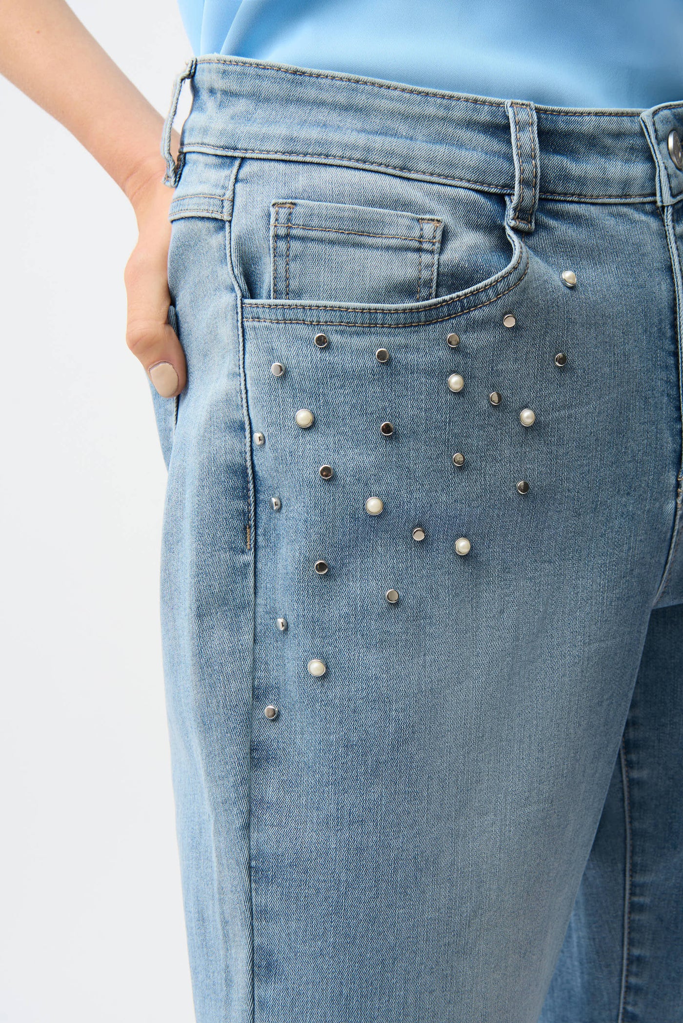 Slim Leg Jeans With Pearls and Studs French Dressing Jeans