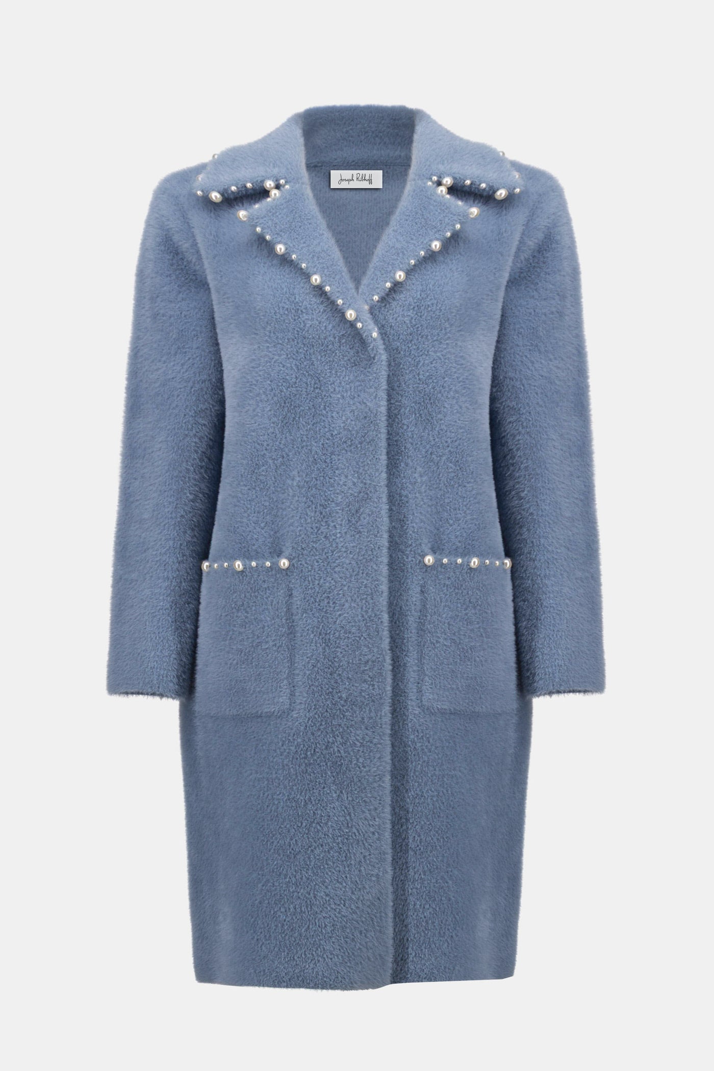 Feather Yarn Sweater Coat with Pearl Trim 261997 Joseph Ribkoff