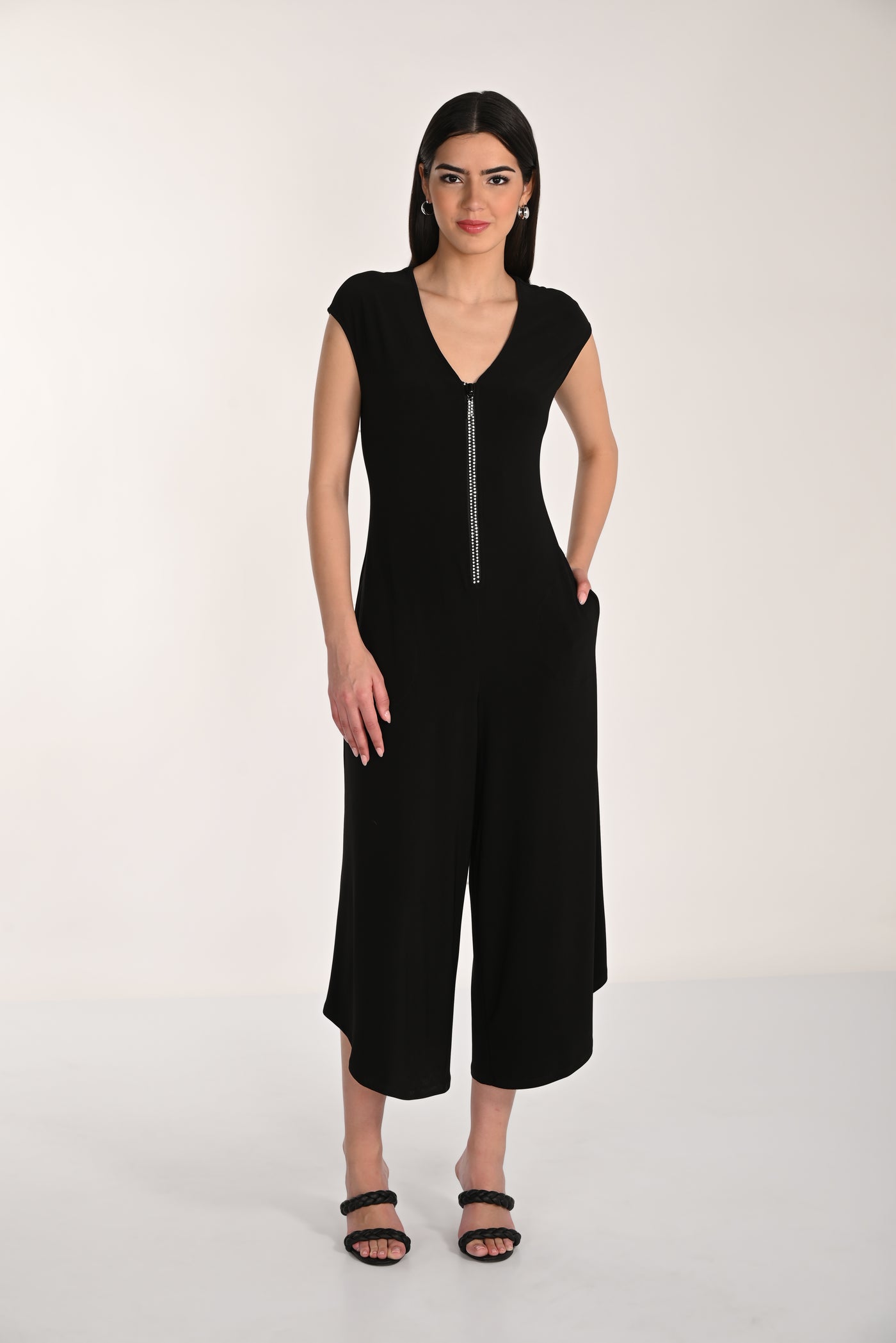 Noir Knit Zip Jumpsuit Frank Lyman