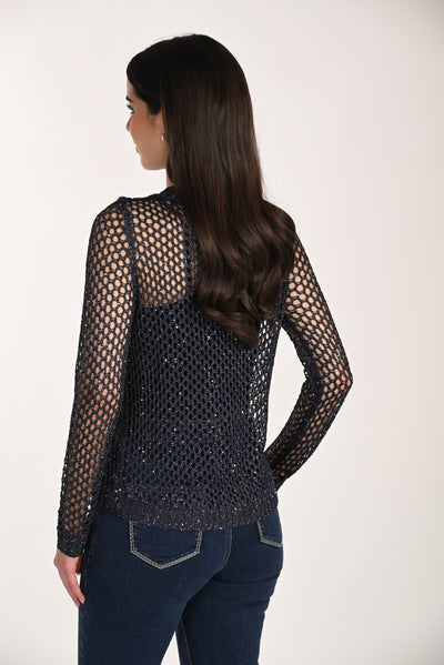 Mesh Sparkle Knit Top Frank Lyman