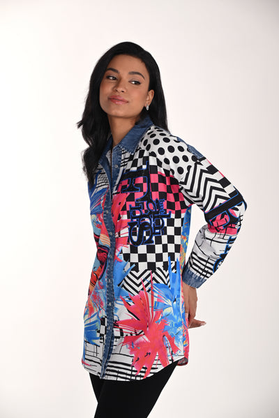 Urban Denim-Trim Tunic Frank Lyman