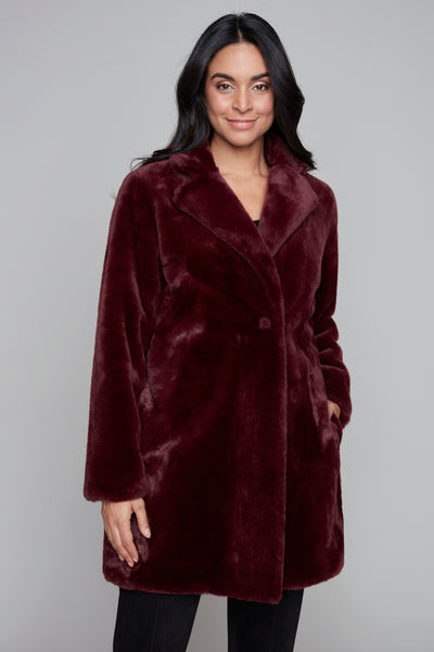 Faux Fur Coat Carre Noir