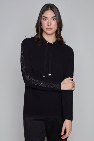 Adjustable String Top with Studs on Sleeve Carre Noir