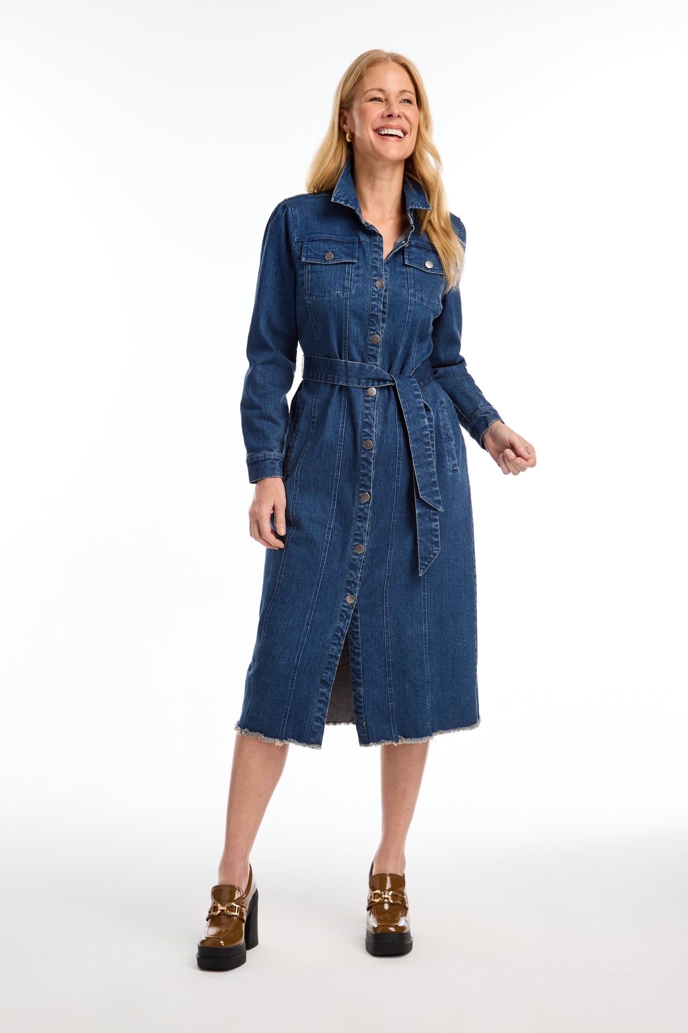 Denim Duster Midi Dress with Belt French Dressing Jeans