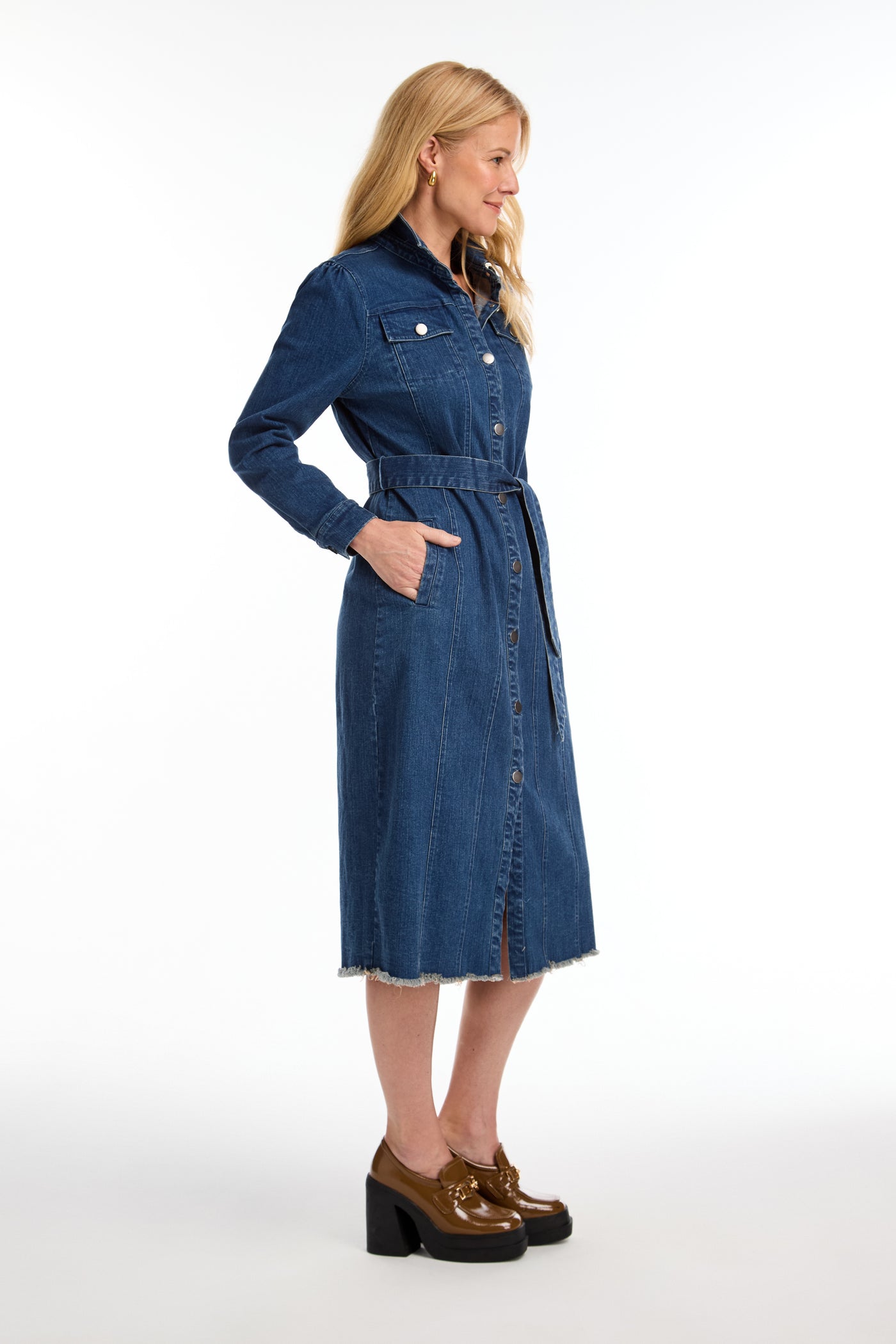 Denim Duster Midi Dress with Belt French Dressing Jeans