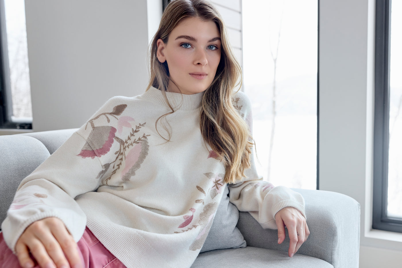 Printed Mock Neck Sweater Charlie B