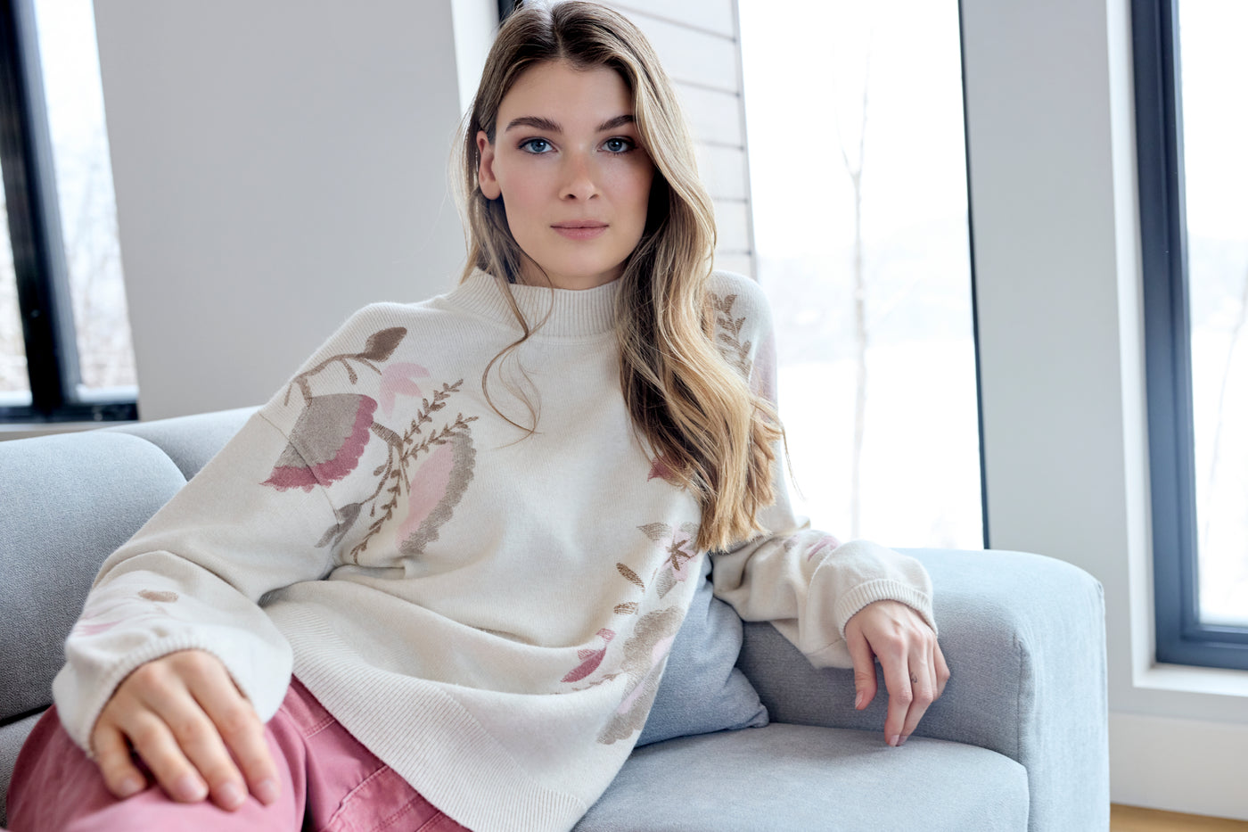 Printed Mock Neck Sweater Charlie B