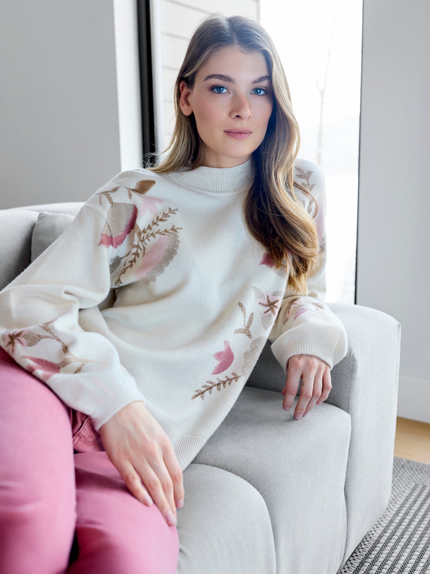 Printed Mock Neck Sweater Charlie B