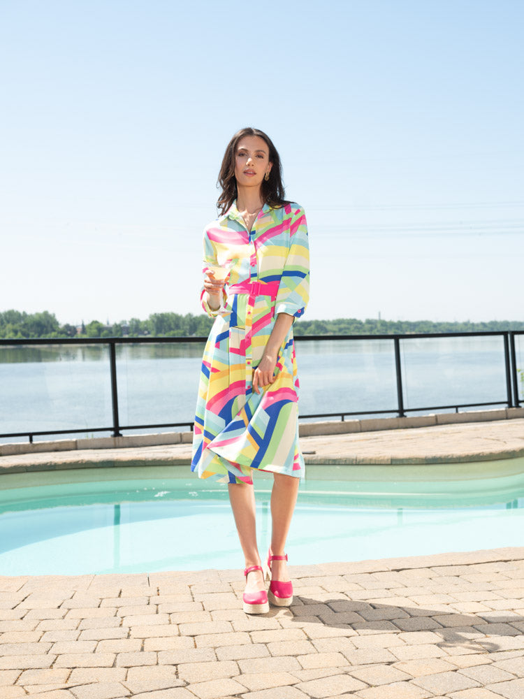 Colorful Buttoned Dress