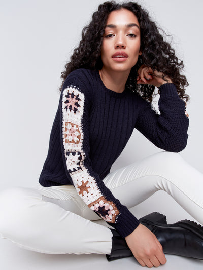 Sweater with Crochet Sleeves Charlie B