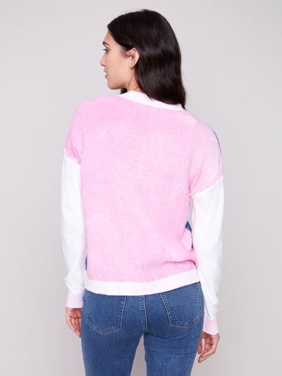 Color Block V-Neck Sweater