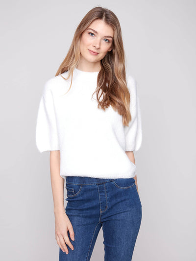 Balloon Elbow Sleeve Knit Sweater - Dream Pants