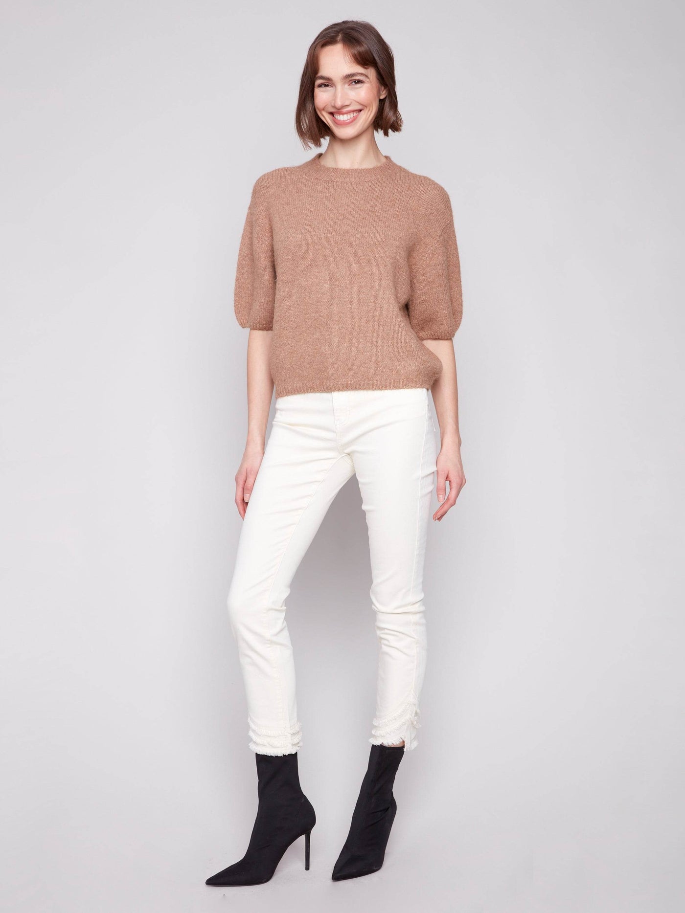 Balloon Elbow Sleeve Knit Sweater - Dream Pants