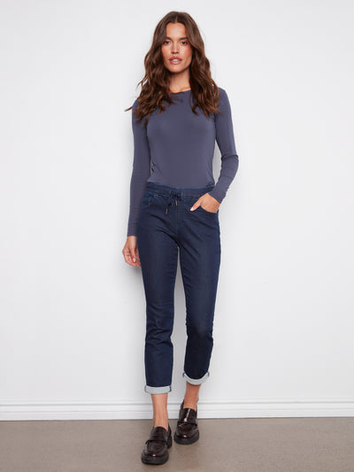 Knit Denim Jogger Pants Charlie B