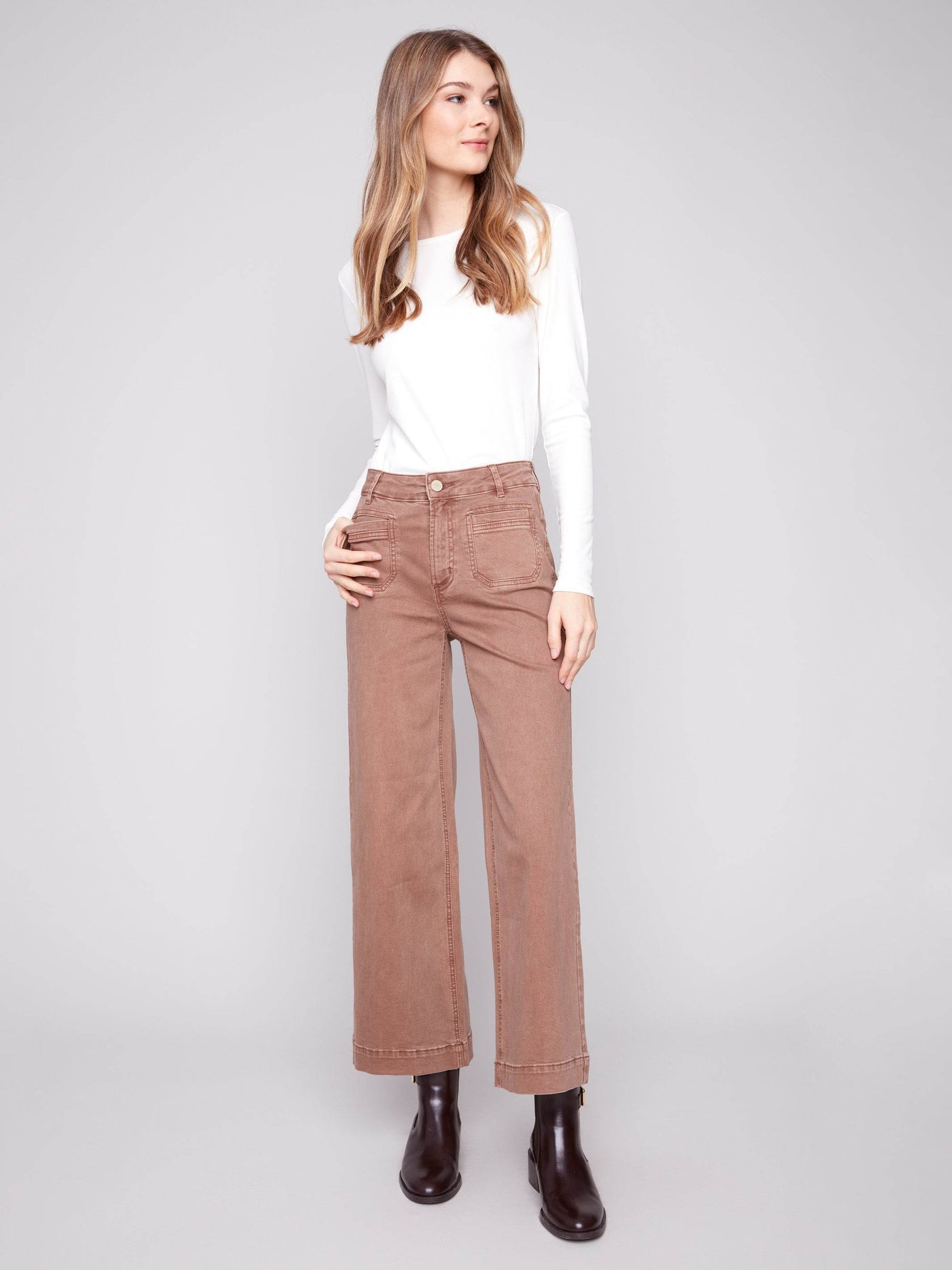 Patch Pocket Flare Twill Pants - Dream Pants