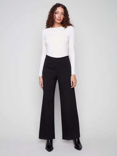 Pull-On Ponte Wide Leg Pants Charlie B