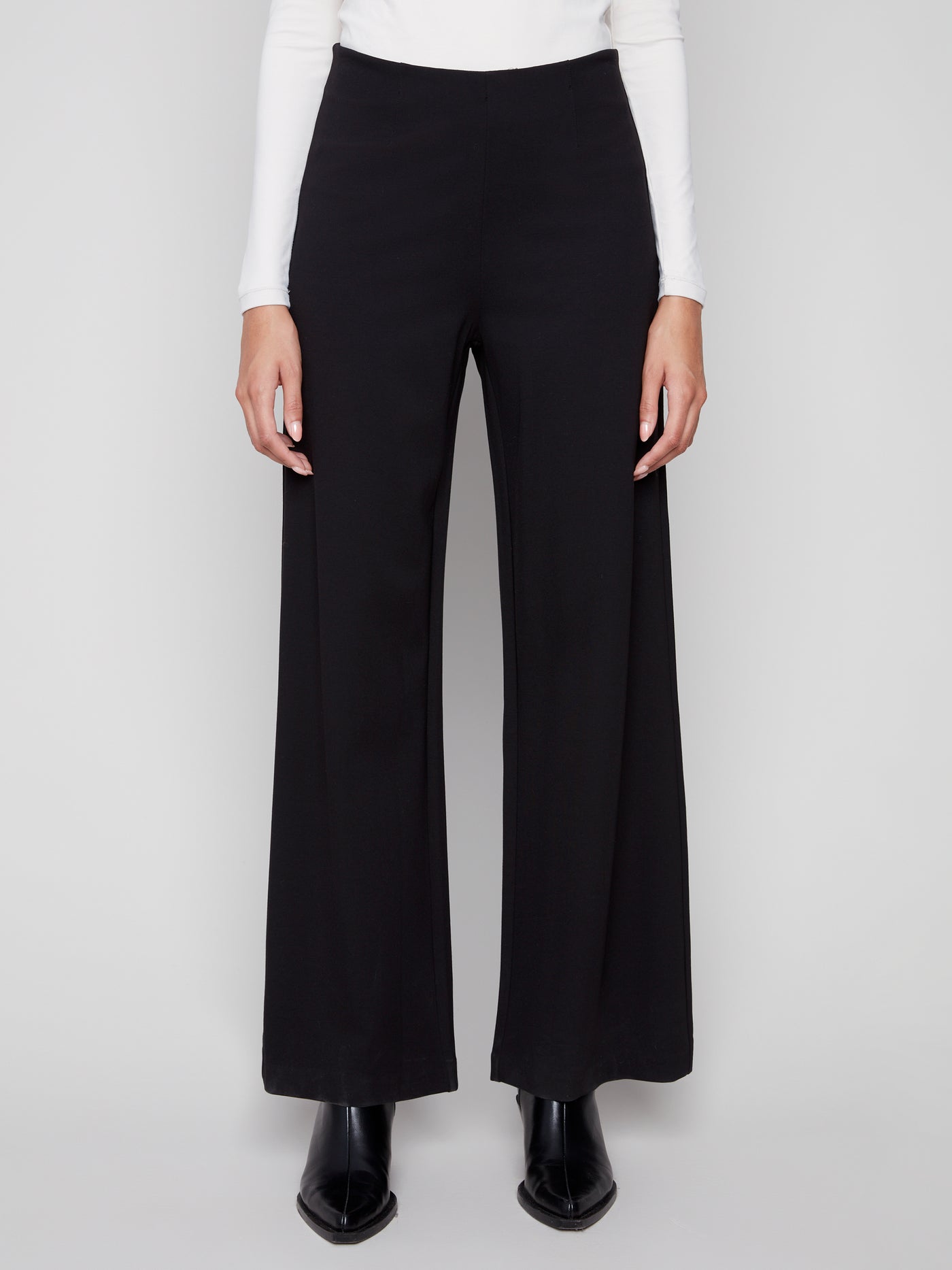 Pull-On Ponte Wide Leg Pants Charlie B