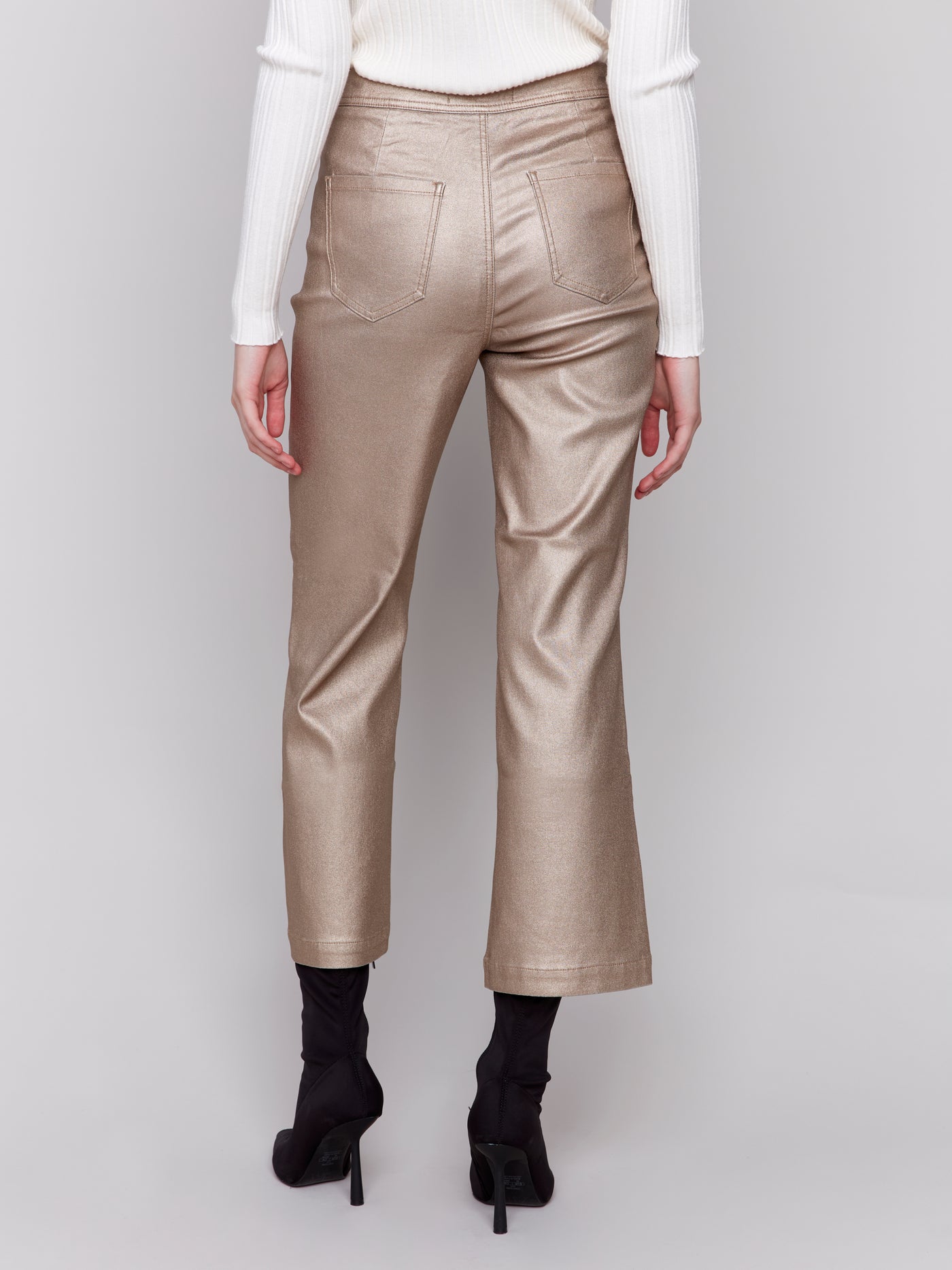 Metallic Wax Flared Pants Charlie B