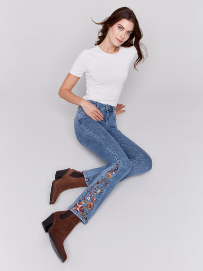 Bootcut Jeans with Floral Embroidery Charlie B