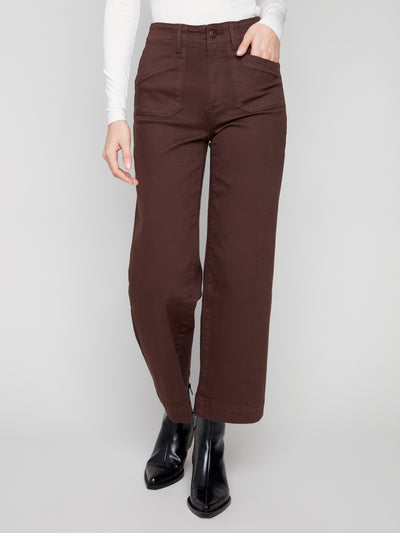 Cropped Wide Leg Stretch Twill Pants Charlie B