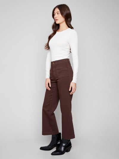 Cropped Wide Leg Stretch Twill Pants Charlie B