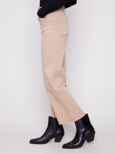 Cropped Wide Leg Stretch Twill Pants Charlie B