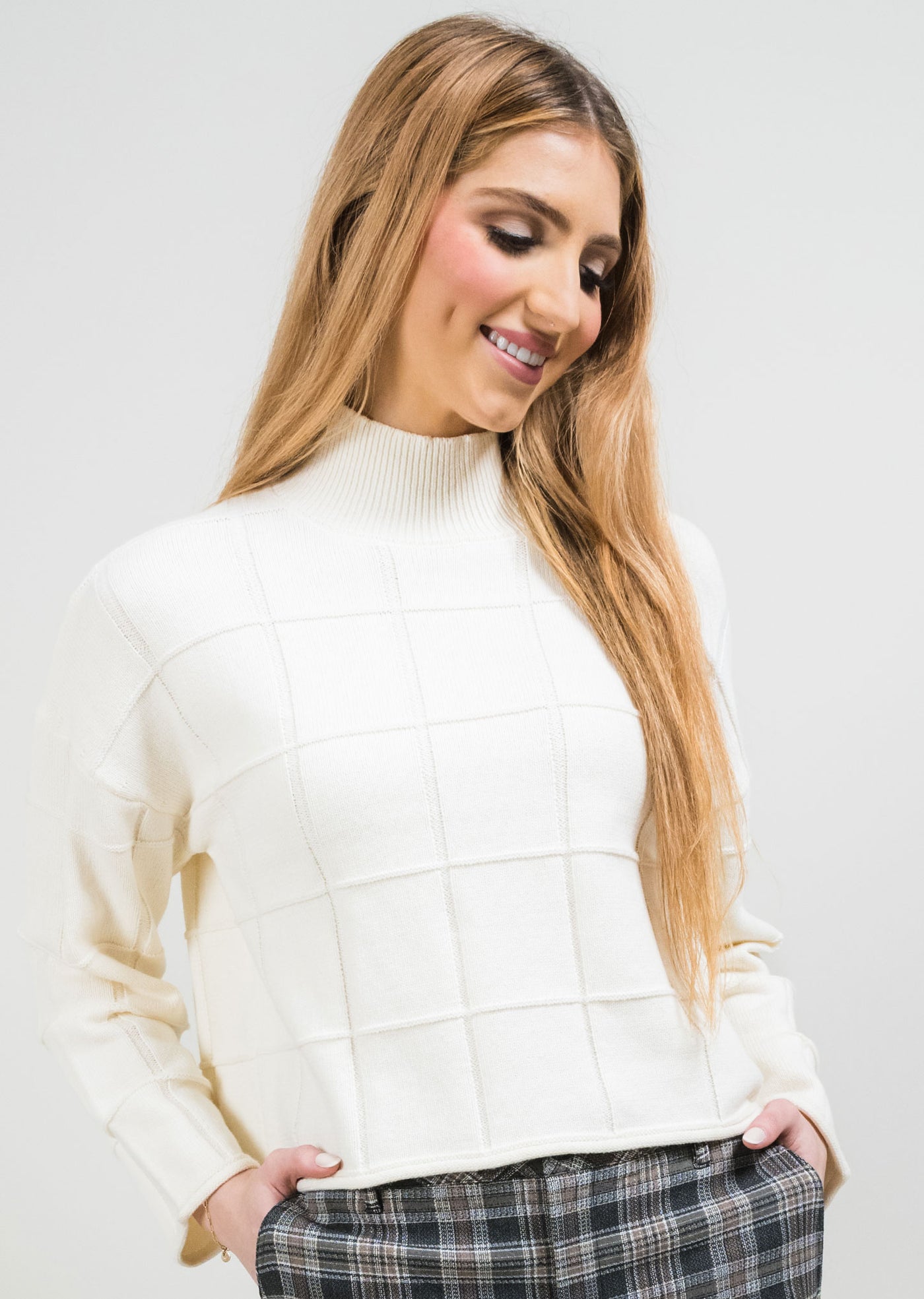 Cassidy Windowpane Knit Sweater Lisette L