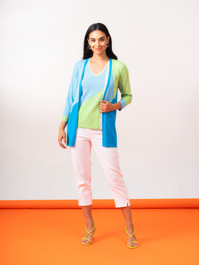 Three-Tone Cardigan Elena Wang