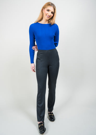 Noir Herringbone 30" Straight Pants Lisette L