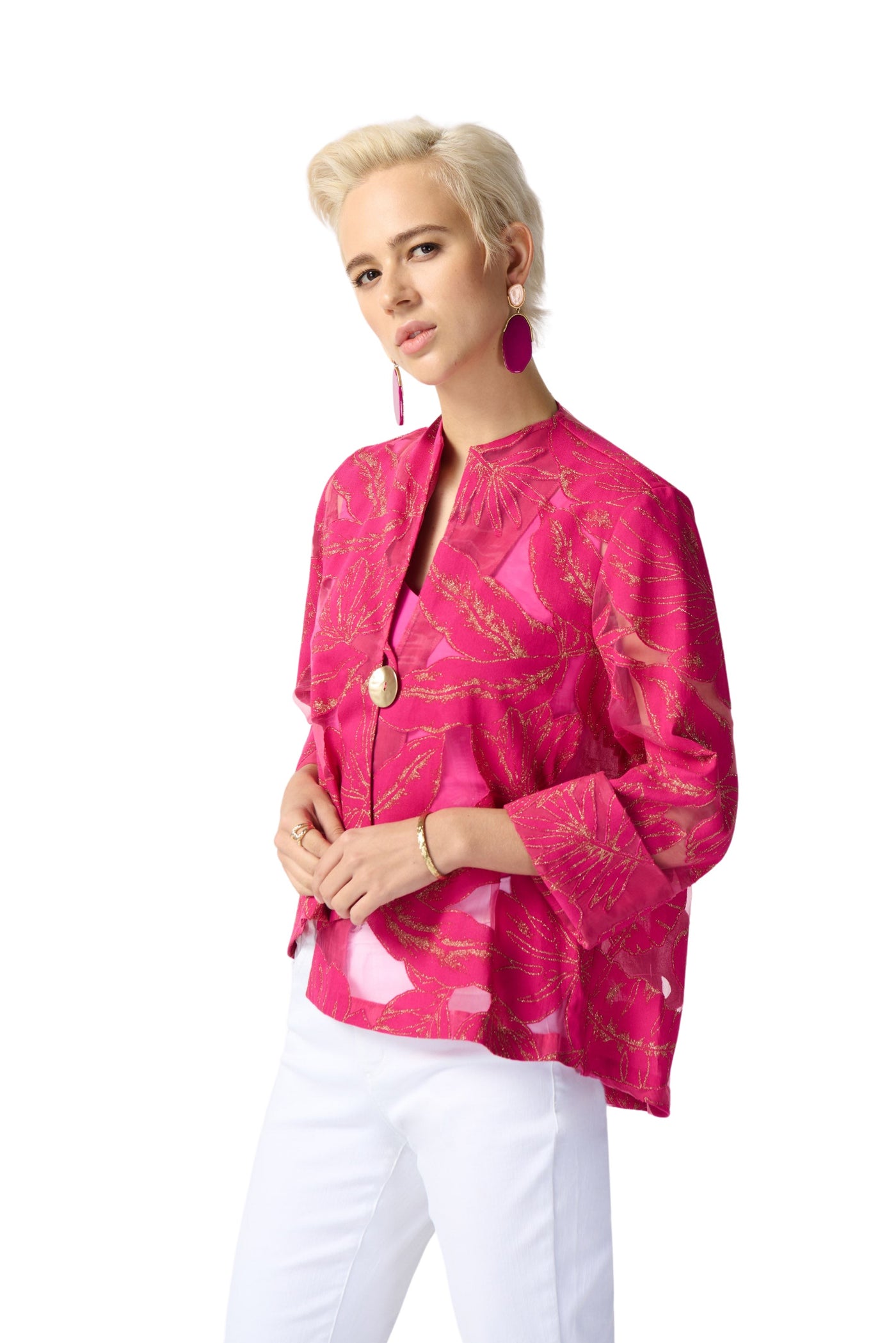 Jacquard Tropical Print Swing Jacket Joseph Ribkoff