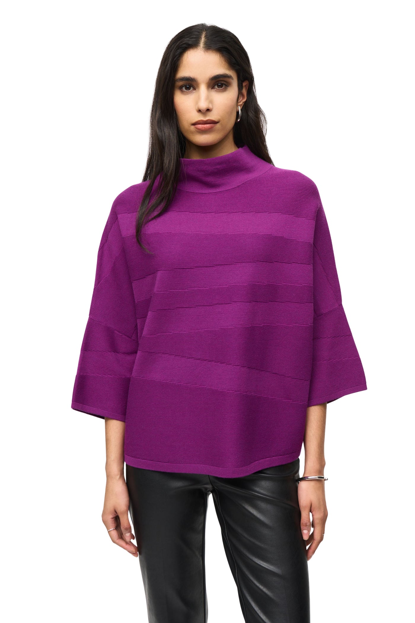 Sweater Knit Mock Neck Boxy Top Joseph Ribkoff