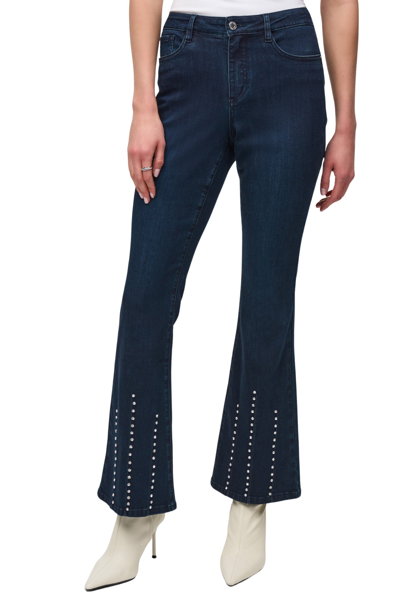 Classic Flared Denim Pants with Stone Rivets Joseph Ribkoff