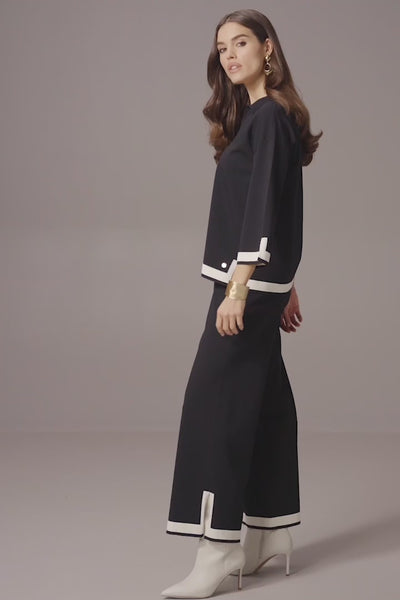 Sweater Knit Colour Block Culotte Pants