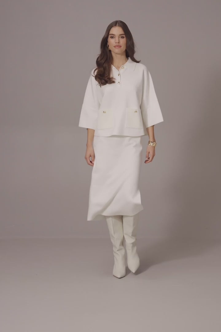 Pull en maille à coupe carrée et col polo