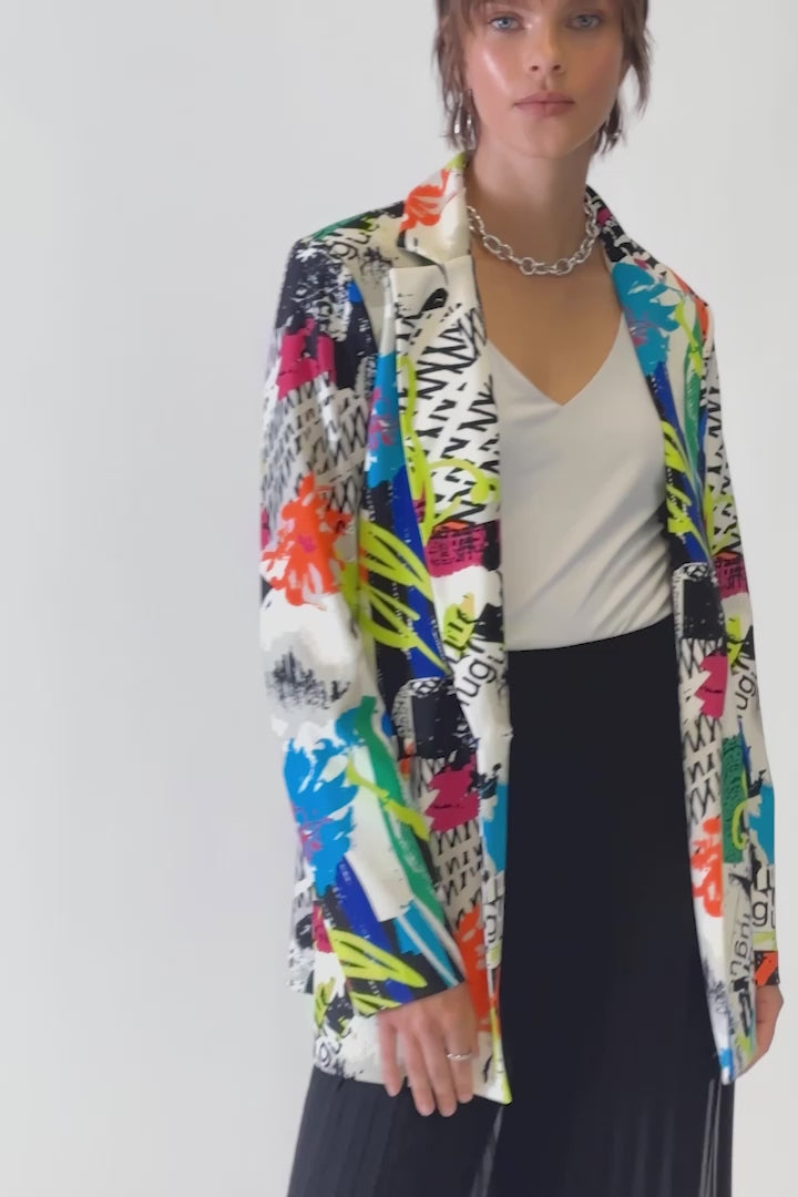 Abstract Print Silky Knit Blazer