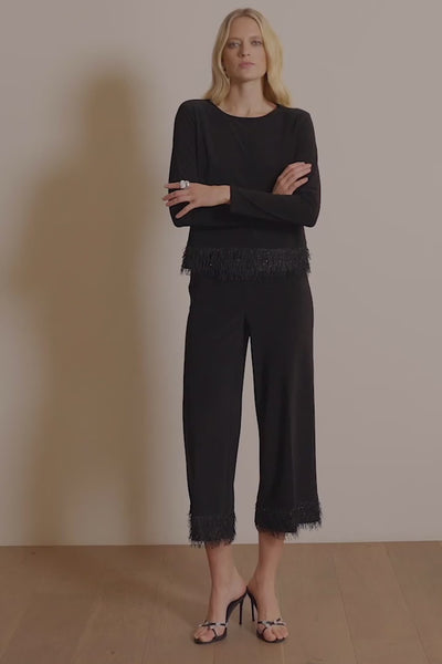 Silky Knit Culotte with Novelty Fringe Hem