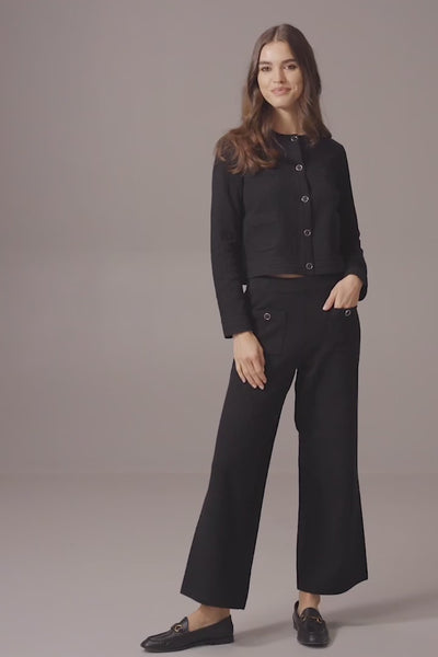 Pantalon droit en maille pull