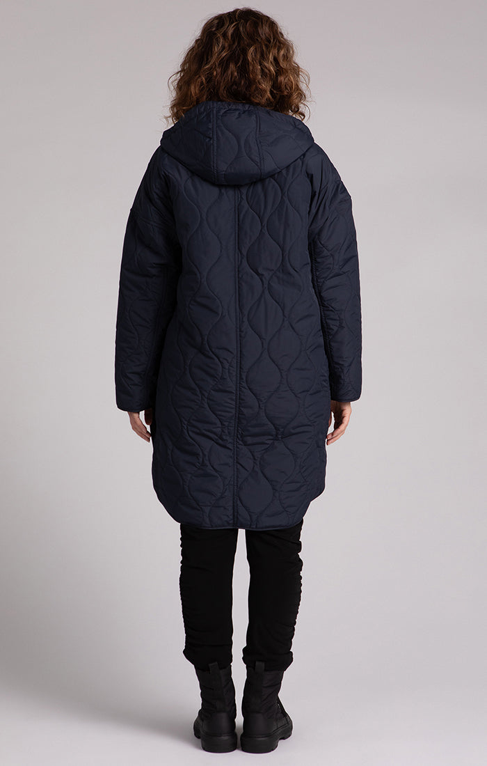 Quilted Maxi Shacket with Hood Sympli