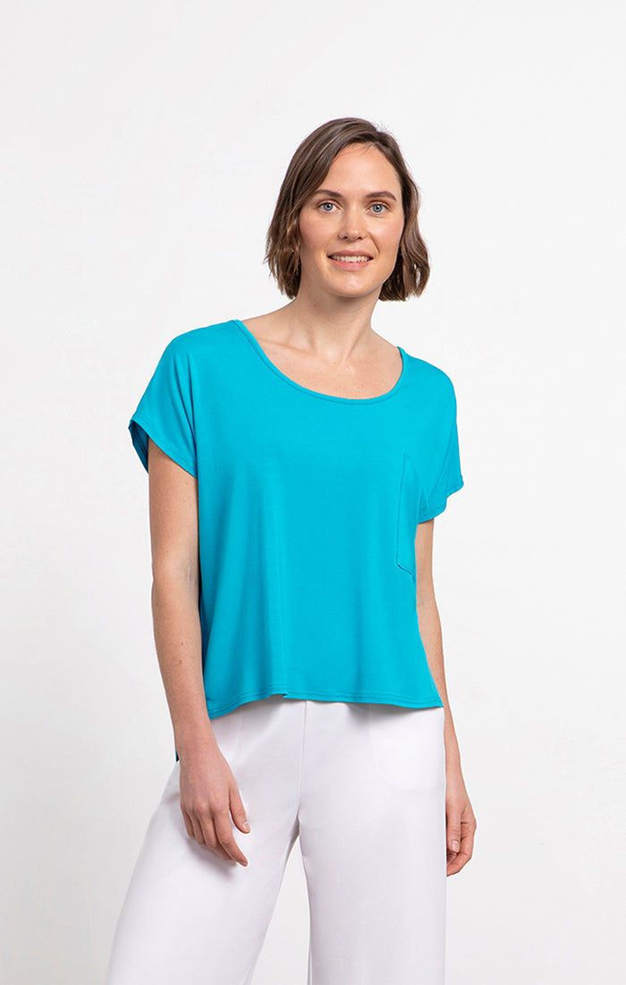 Sympli Bamboo Dolman Pocket Top, Short Sleeve 